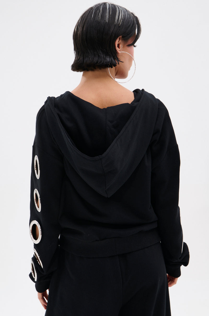 THROUGH THE NIGHT SWEATSHIRT WITH HOLES