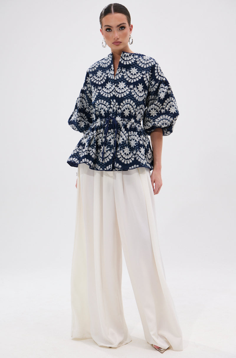 MELODY DENIM EYELET BLOUSE