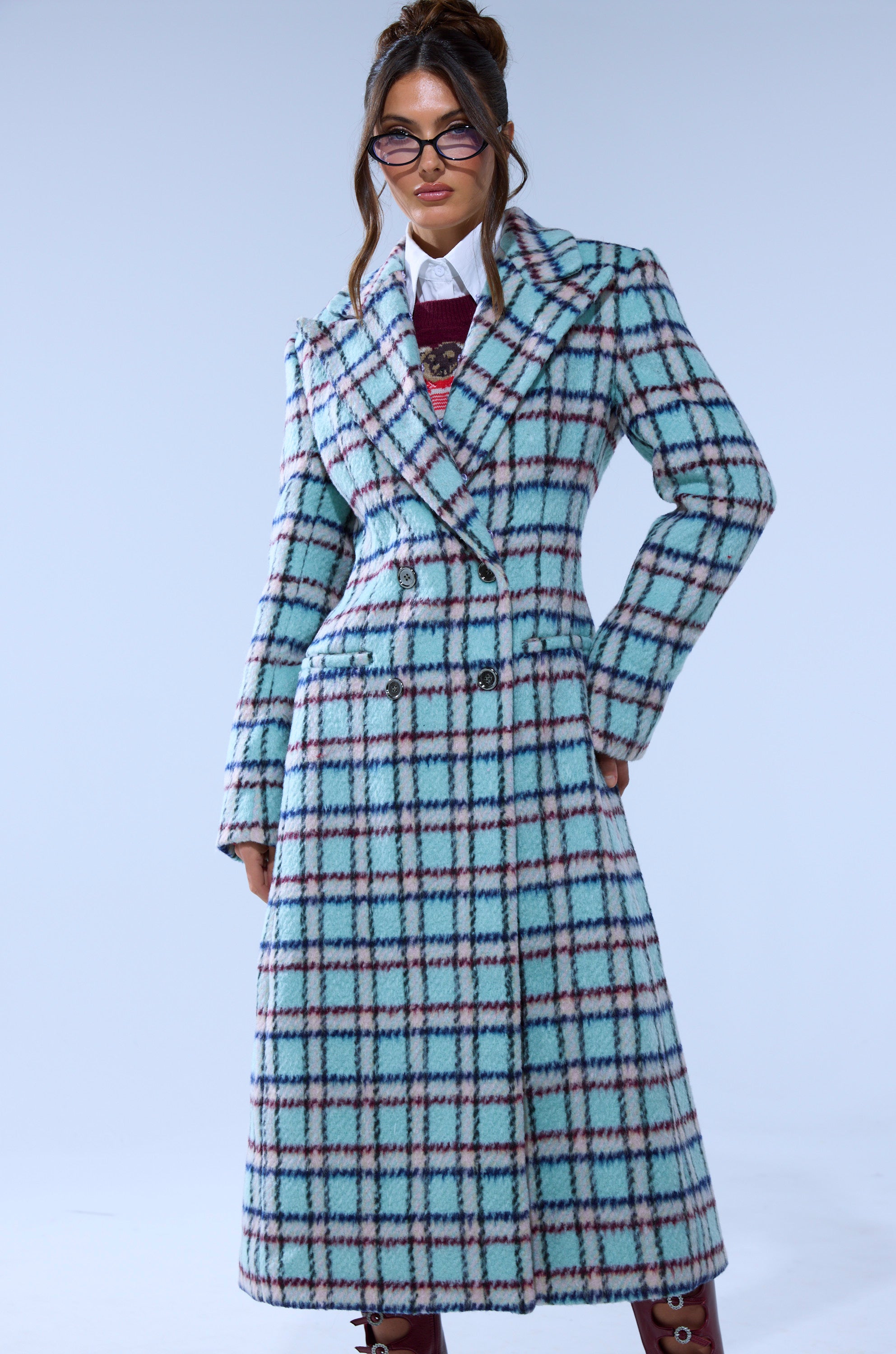 TEA FOR TWO FUR TRIM TRENCH IN BLUE