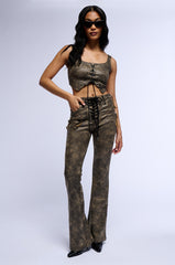 GEORGIA LACE UP FAUX LEATHER LOOK CORSET TOP