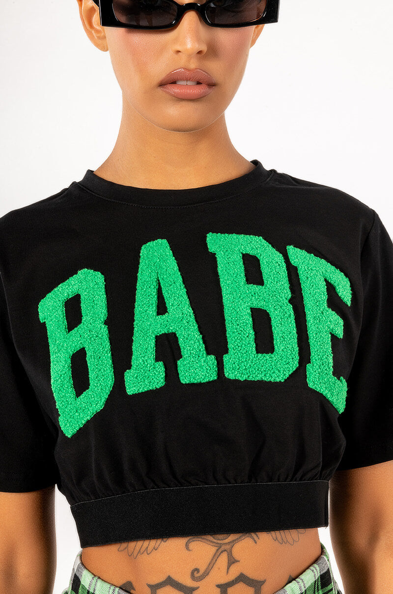 NOT YOUR BABE CROPPED SHORT SLEEVE CREW NECK TSHIRT