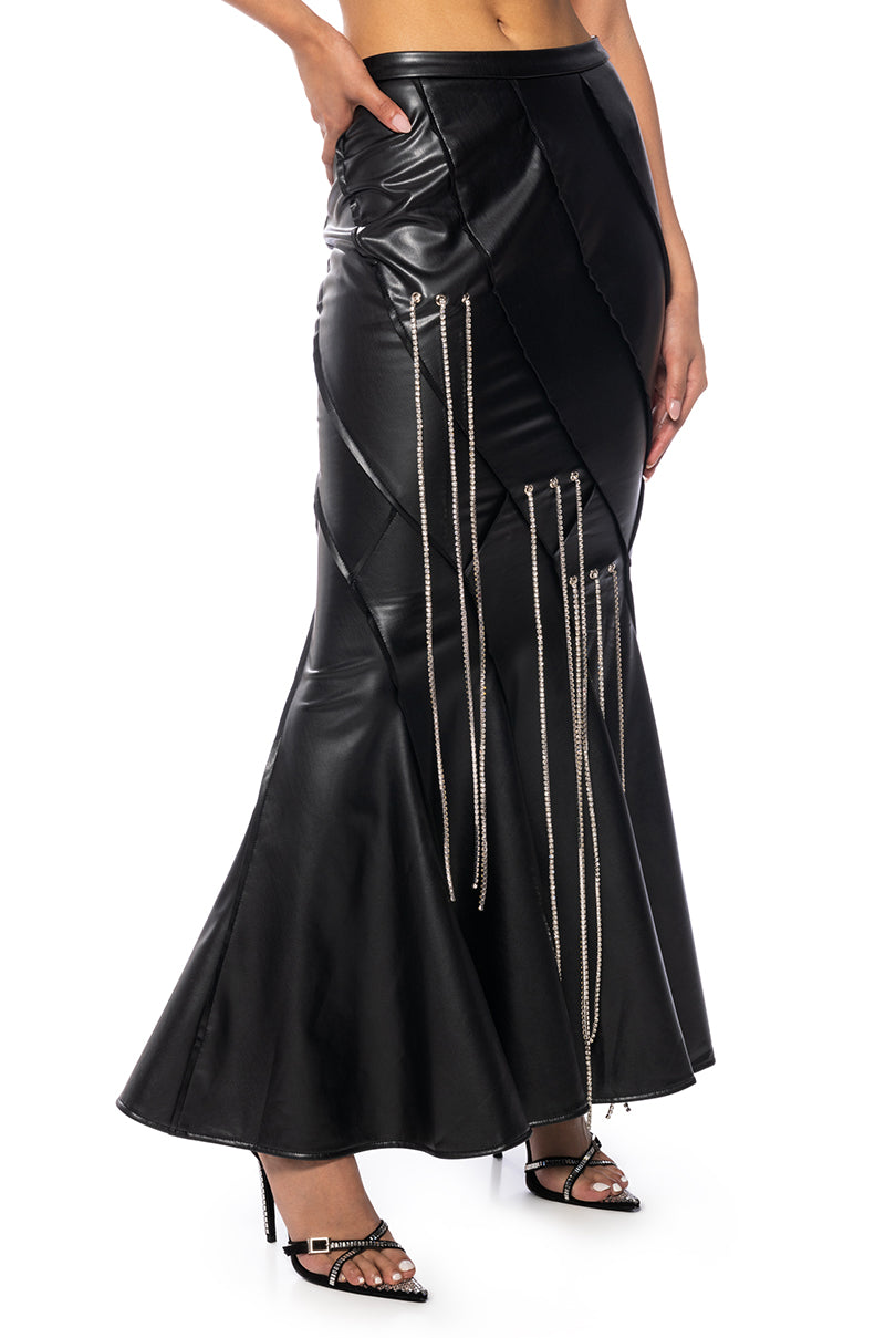 FRONT ROW EMBELLISHED MAXI SKIRT